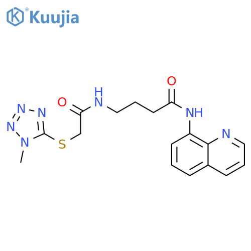 4-{2-[(1-methyl-1H-1,2,3,4-tetrazol-5-yl)sulfanyl]acetamido}-N-(quinolin-8-yl)butanamide structure