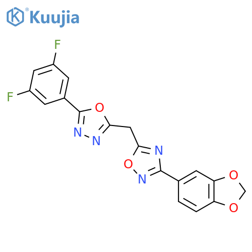 3-(2H-1,3-benzodioxol-5-yl)-5-{5-(3,5-difluorophenyl)-1,3,4-oxadiazol-2-ylmethyl}-1,2,4-oxadiazole structure