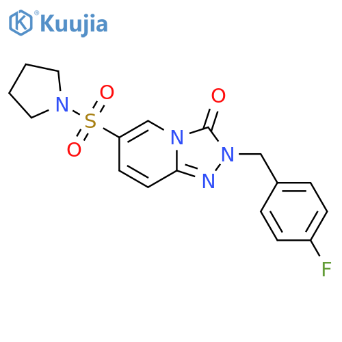 2-(4-fluorophenyl)methyl-6-(pyrrolidine-1-sulfonyl)-2H,3H-1,2,4triazolo4,3-apyridin-3-one structure