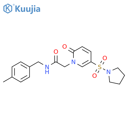 N-[(4-methylphenyl)methyl]-2-[2-oxo-5-(pyrrolidine-1-sulfonyl)-1,2-dihydropyridin-1-yl]acetamide structure