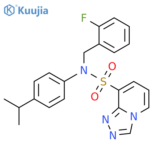 N-(2-fluorophenyl)methyl-N-4-(propan-2-yl)phenyl-1,2,4triazolo4,3-apyridine-8-sulfonamide structure