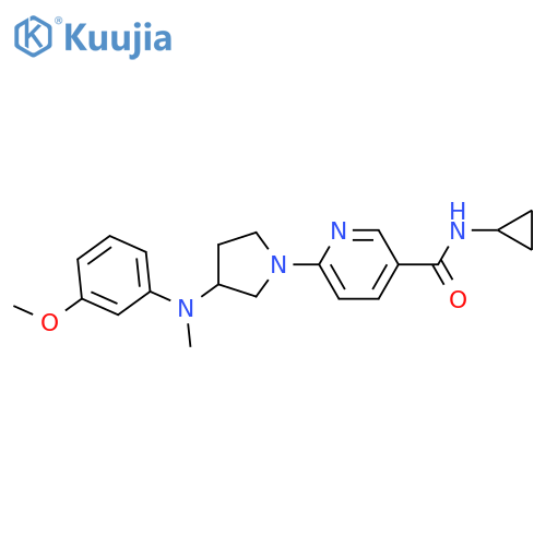 N-cyclopropyl-6-(3-{(3-methoxyphenyl)methylamino}pyrrolidin-1-yl)pyridine-3-carboxamide structure
