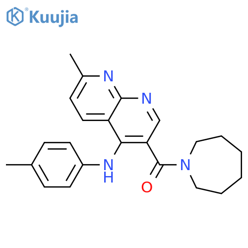 3-(azepane-1-carbonyl)-7-methyl-N-(4-methylphenyl)-1,8-naphthyridin-4-amine structure