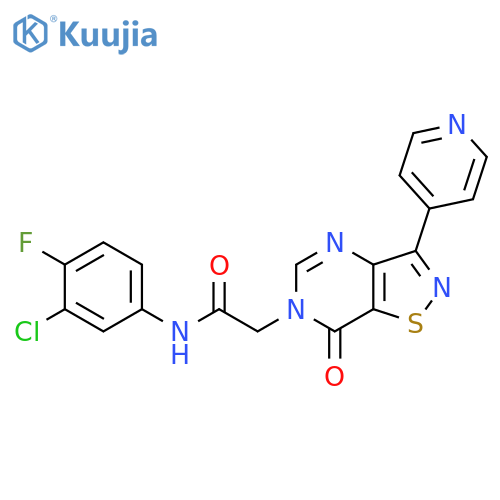 N-(3-chloro-4-fluorophenyl)-2-7-oxo-3-(pyridin-4-yl)-6H,7H-1,2thiazolo4,5-dpyrimidin-6-ylacetamide structure