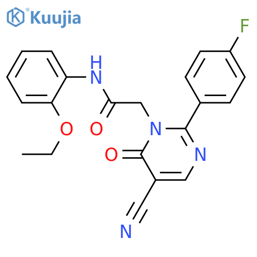 2-[5-cyano-2-(4-fluorophenyl)-6-oxo-1,6-dihydropyrimidin-1-yl]-N-(2-ethoxyphenyl)acetamide structure
