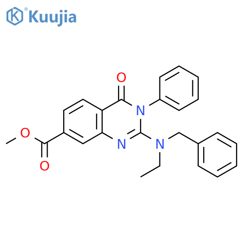 methyl 2-[benzyl(ethyl)amino]-4-oxo-3-phenyl-3,4-dihydroquinazoline-7-carboxylate structure