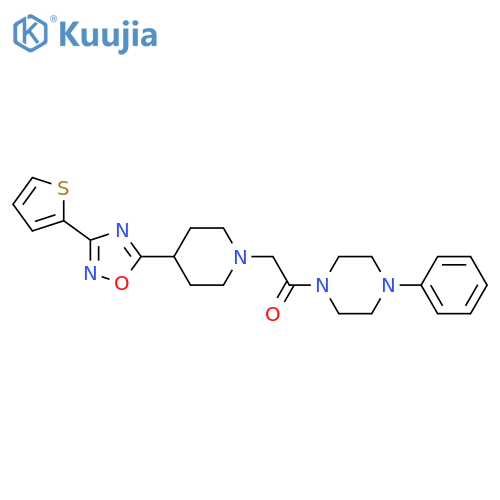 1-(4-phenylpiperazin-1-yl)-2-{4-[3-(thiophen-2-yl)-1,2,4-oxadiazol-5-yl]piperidin-1-yl}ethan-1-one structure