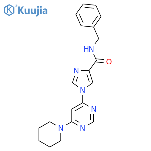N-benzyl-1-6-(piperidin-1-yl)pyrimidin-4-yl-1H-imidazole-4-carboxamide structure