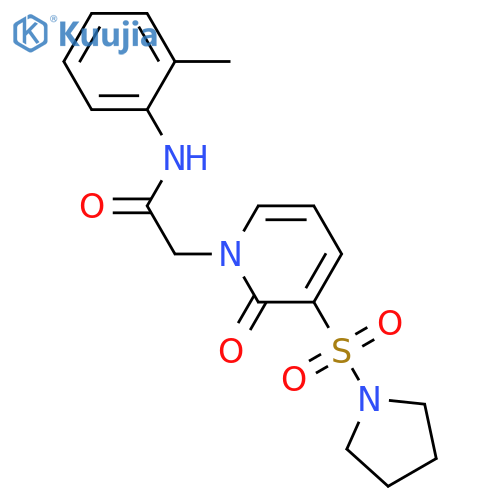 N-(2-methylphenyl)-2-2-oxo-3-(pyrrolidine-1-sulfonyl)-1,2-dihydropyridin-1-ylacetamide structure