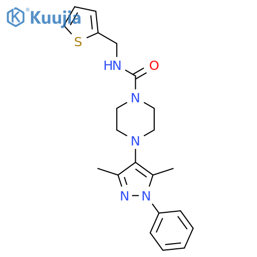 4-(3,5-dimethyl-1-phenyl-1H-pyrazol-4-yl)-N-(thiophen-2-yl)methylpiperazine-1-carboxamide structure