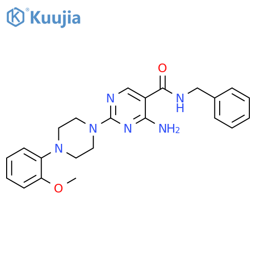 4-amino-N-benzyl-2-[4-(2-methoxyphenyl)piperazin-1-yl]pyrimidine-5-carboxamide structure