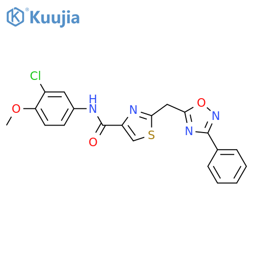N-(3-chloro-4-methoxyphenyl)-2-[(3-phenyl-1,2,4-oxadiazol-5-yl)methyl]-1,3-thiazole-4-carboxamide structure