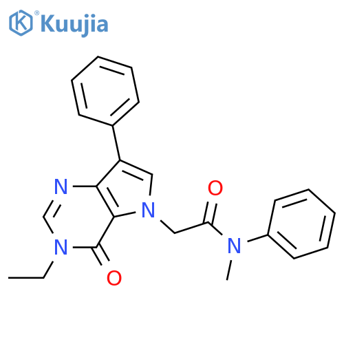2-{3-ethyl-4-oxo-7-phenyl-3H,4H,5H-pyrrolo[3,2-d]pyrimidin-5-yl}-N-methyl-N-phenylacetamide structure