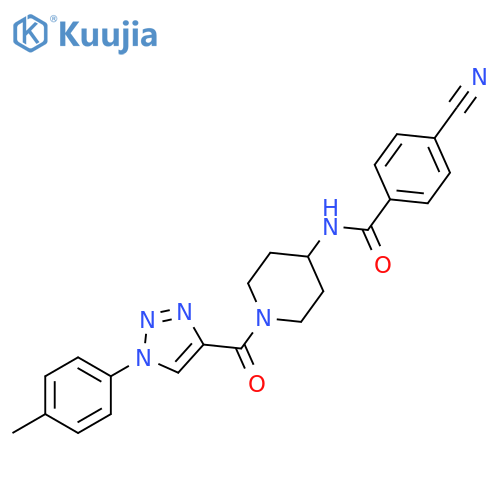 4-cyano-N-{1-1-(4-methylphenyl)-1H-1,2,3-triazole-4-carbonylpiperidin-4-yl}benzamide structure