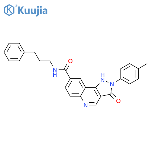 2-(4-methylphenyl)-3-oxo-N-(3-phenylpropyl)-2H,3H,5H-pyrazolo[4,3-c]quinoline-8-carboxamide structure