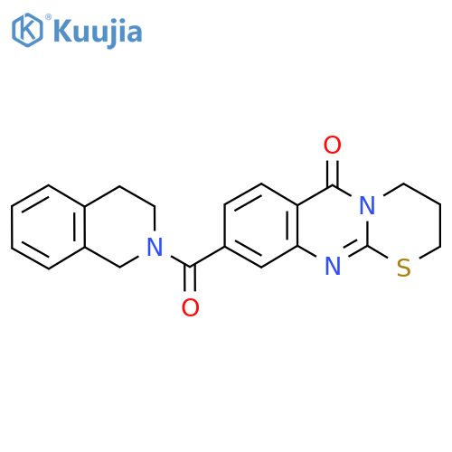9-(1,2,3,4-tetrahydroisoquinoline-2-carbonyl)-2H,3H,4H,6H-[1,3]thiazino[2,3-b]quinazolin-6-one structure