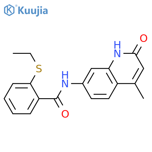 2-(ethylsulfanyl)-N-(4-methyl-2-oxo-1,2-dihydroquinolin-7-yl)benzamide structure