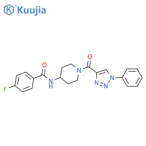 4-fluoro-N-[1-(1-phenyl-1H-1,2,3-triazole-4-carbonyl)piperidin-4-yl]benzamide structure
