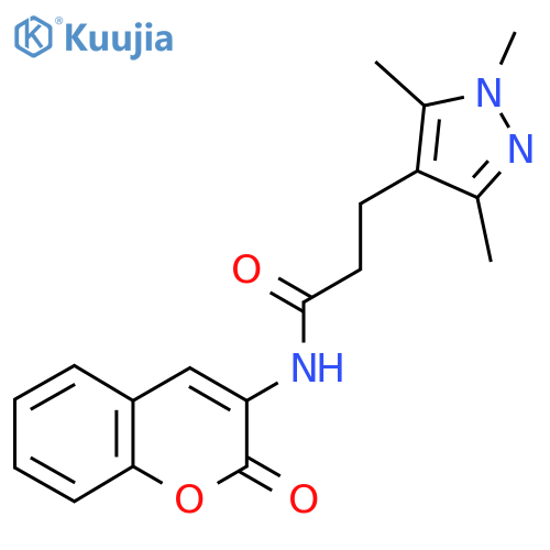 N-(2-oxo-2H-chromen-3-yl)-3-(1,3,5-trimethyl-1H-pyrazol-4-yl)propanamide structure