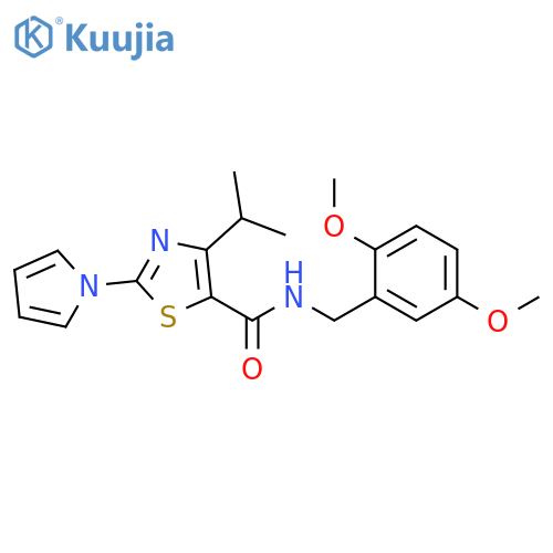 N-[(2,5-dimethoxyphenyl)methyl]-4-(propan-2-yl)-2-(1H-pyrrol-1-yl)-1,3-thiazole-5-carboxamide structure