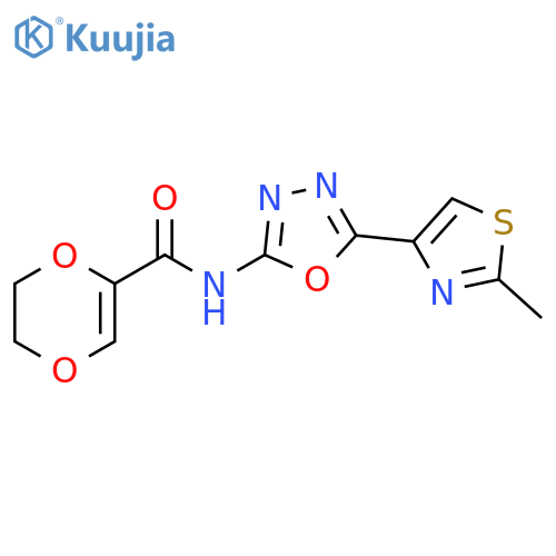N-5-(2-methyl-1,3-thiazol-4-yl)-1,3,4-oxadiazol-2-yl-5,6-dihydro-1,4-dioxine-2-carboxamide structure