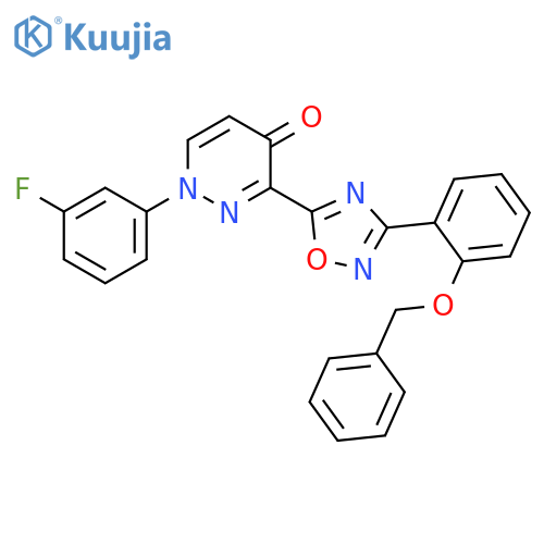 3-{3-[2-(benzyloxy)phenyl]-1,2,4-oxadiazol-5-yl}-1-(3-fluorophenyl)-1,4-dihydropyridazin-4-one structure
