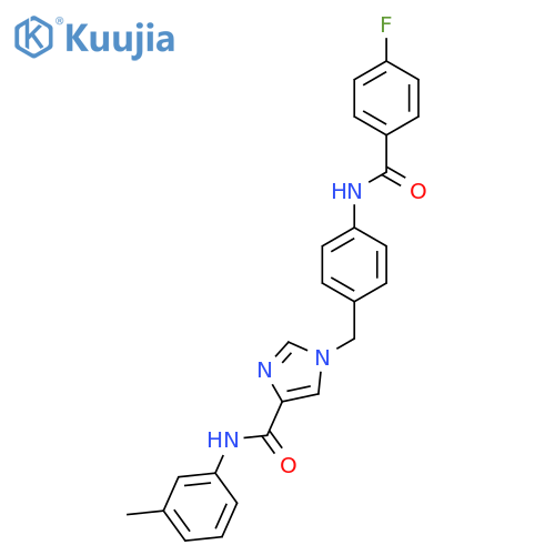1-{4-(4-fluorobenzamido)phenylmethyl}-N-(3-methylphenyl)-1H-imidazole-4-carboxamide structure