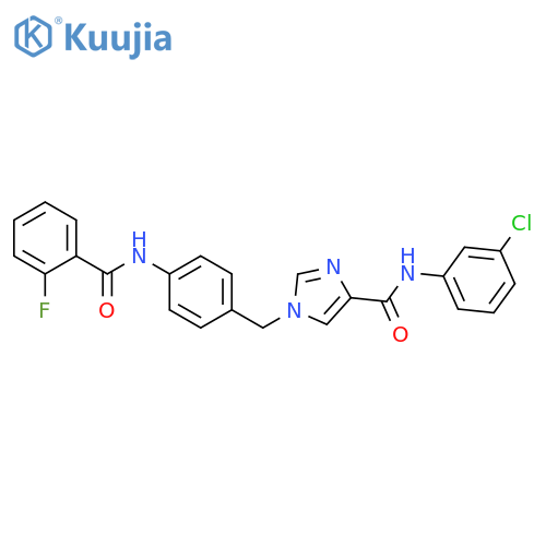 N-(3-chlorophenyl)-1-{4-(2-fluorobenzamido)phenylmethyl}-1H-imidazole-4-carboxamide structure