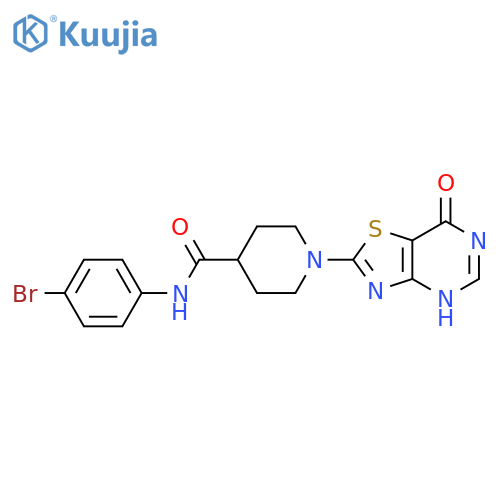 N-(4-bromophenyl)-1-{7-oxo-6H,7H-[1,3]thiazolo[4,5-d]pyrimidin-2-yl}piperidine-4-carboxamide structure