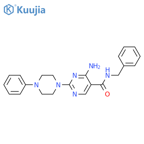 4-amino-N-benzyl-2-(4-phenylpiperazin-1-yl)pyrimidine-5-carboxamide structure