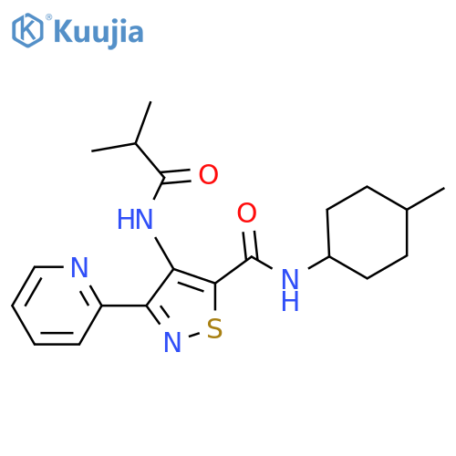 N-(4-methylcyclohexyl)-4-(2-methylpropanamido)-3-(pyridin-2-yl)-1,2-thiazole-5-carboxamide structure
