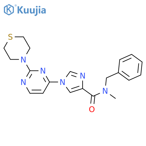 N-benzyl-N-methyl-1-[6-(thiomorpholin-4-yl)pyrimidin-4-yl]-1H-imidazole-4-carboxamide structure