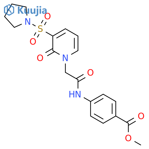 methyl 4-{2-[2-oxo-3-(pyrrolidine-1-sulfonyl)-1,2-dihydropyridin-1-yl]acetamido}benzoate structure