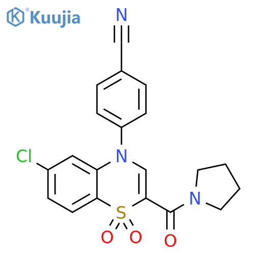 4-[6-chloro-1,1-dioxo-2-(pyrrolidine-1-carbonyl)-4H-1lambda6,4-benzothiazin-4-yl]benzonitrile structure