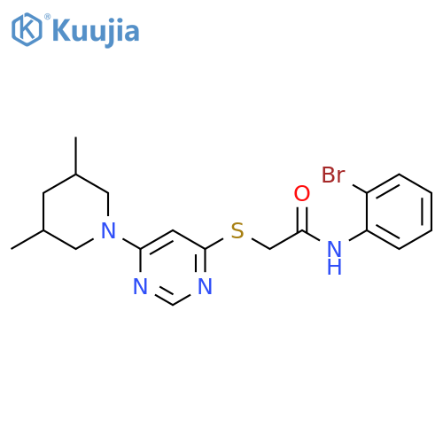 N-(2-bromophenyl)-2-{[6-(3,5-dimethylpiperidin-1-yl)pyrimidin-4-yl]sulfanyl}acetamide structure