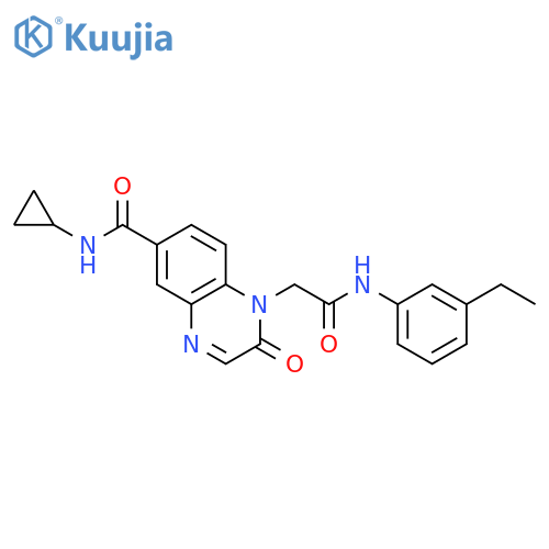 N-cyclopropyl-1-{[(3-ethylphenyl)carbamoyl]methyl}-2-oxo-1,2-dihydroquinoxaline-6-carboxamide structure