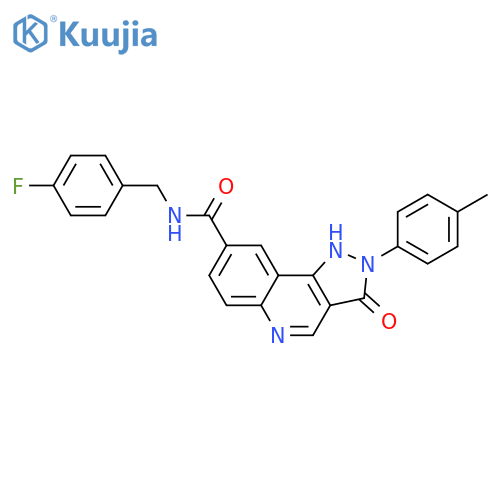 N-[(4-fluorophenyl)methyl]-2-(4-methylphenyl)-3-oxo-2H,3H,5H-pyrazolo[4,3-c]quinoline-8-carboxamide structure