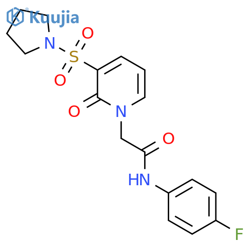 N-(4-fluorophenyl)-2-2-oxo-3-(pyrrolidine-1-sulfonyl)-1,2-dihydropyridin-1-ylacetamide structure