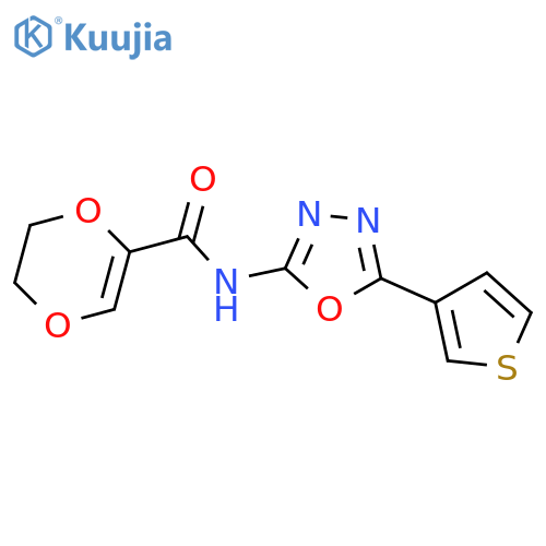 N-5-(thiophen-3-yl)-1,3,4-oxadiazol-2-yl-5,6-dihydro-1,4-dioxine-2-carboxamide structure