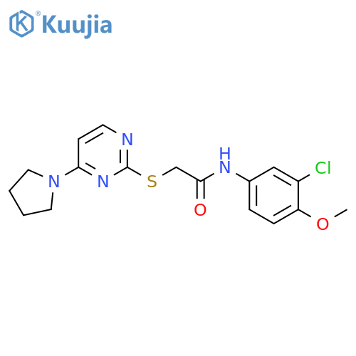 N-(3-chloro-4-methoxyphenyl)-2-{[4-(pyrrolidin-1-yl)pyrimidin-2-yl]sulfanyl}acetamide structure