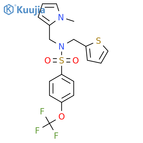 N-(1-methyl-1H-pyrrol-2-yl)methyl-N-(thiophen-2-yl)methyl-4-(trifluoromethoxy)benzene-1-sulfonamide structure