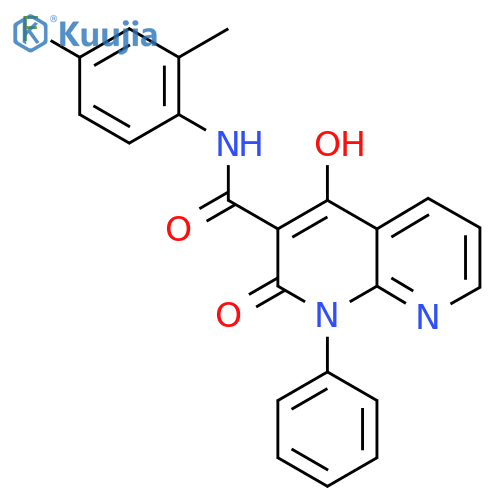 N-(4-fluoro-2-methylphenyl)-4-hydroxy-2-oxo-1-phenyl-1,2-dihydro-1,8-naphthyridine-3-carboxamide structure