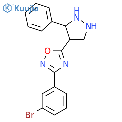 3-(3-bromophenyl)-5-(3-phenyl-1H-pyrazol-4-yl)-1,2,4-oxadiazole structure