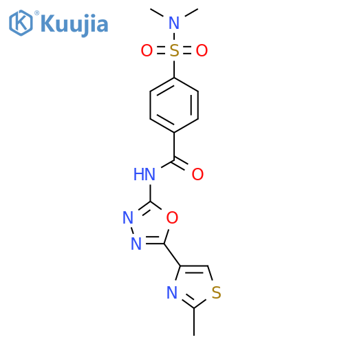 4-(dimethylsulfamoyl)-N-5-(2-methyl-1,3-thiazol-4-yl)-1,3,4-oxadiazol-2-ylbenzamide structure