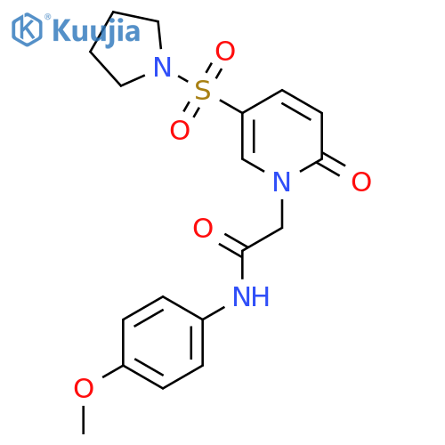 N-(4-methoxyphenyl)-2-2-oxo-5-(pyrrolidine-1-sulfonyl)-1,2-dihydropyridin-1-ylacetamide structure