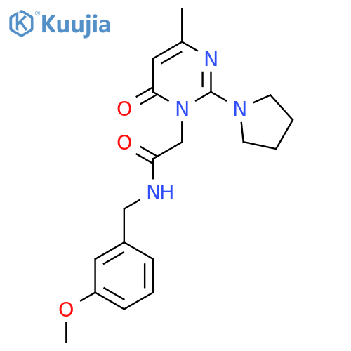 N-(3-methoxyphenyl)methyl-2-4-methyl-6-oxo-2-(pyrrolidin-1-yl)-1,6-dihydropyrimidin-1-ylacetamide structure