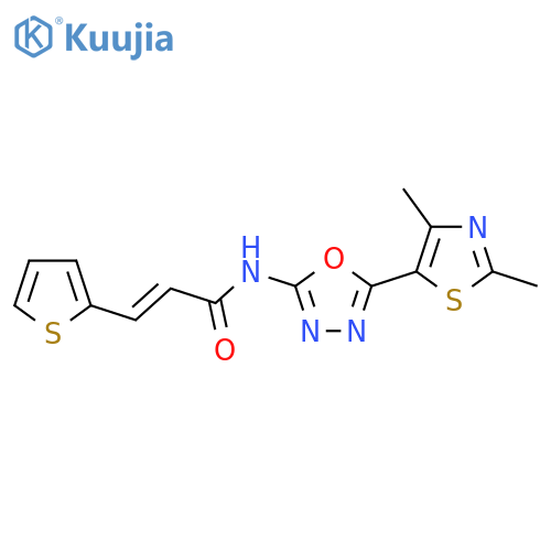 (2E)-N-5-(2,4-dimethyl-1,3-thiazol-5-yl)-1,3,4-oxadiazol-2-yl-3-(thiophen-2-yl)prop-2-enamide structure