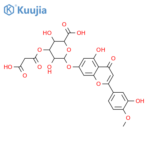 3',5,7-Trihydroxy-4'-methoxyflavone; 7-O-(3-O-Malonyl-β-D-glucuronopyranoside) structure