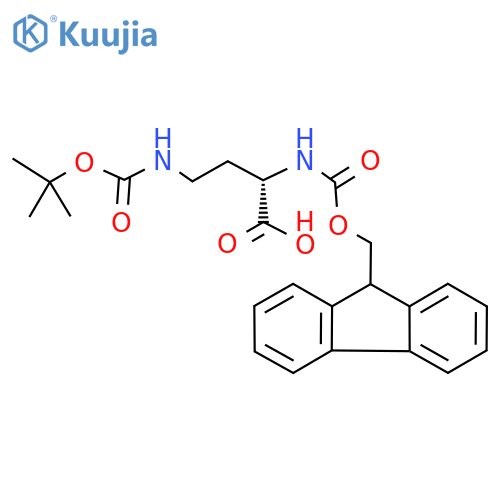 (2S)-4-{[(tert-butoxy)carbonyl]amino}-2-({[(9H-fluoren-9-yl)methoxy]carbonyl}amino)butanoic acid structure