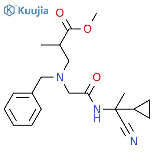 methyl 3-benzyl({(1-cyano-1-cyclopropylethyl)carbamoylmethyl})amino-2-methylpropanoate structure